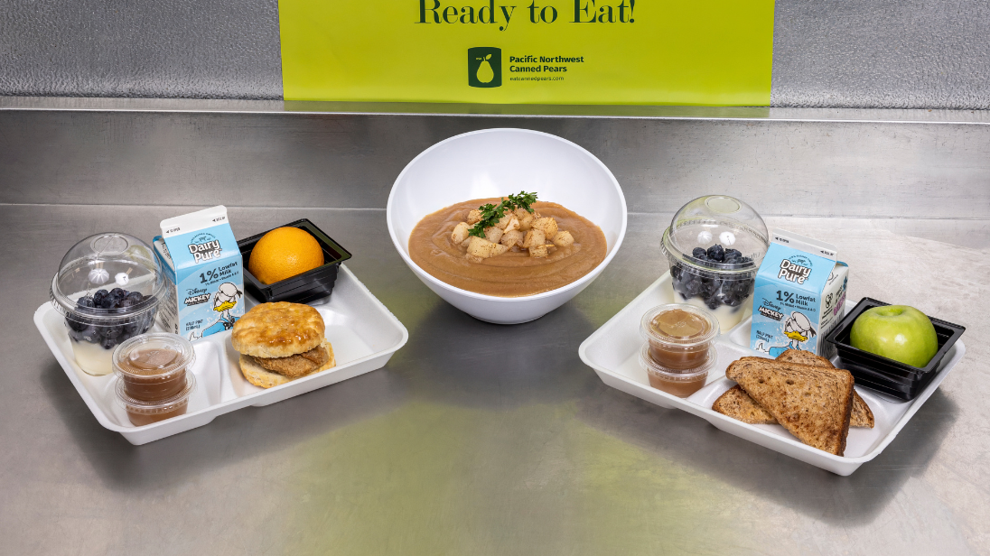 Plated Cinnamon Toast and Chicken Sandwiches with Caramelized Pear Butter in the middle