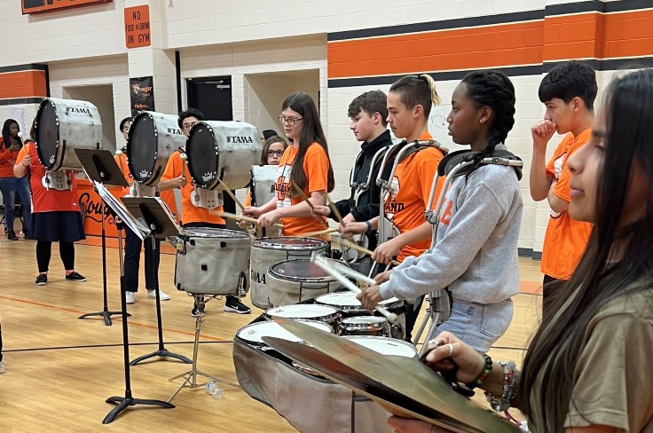 Coyle MS band students practicing