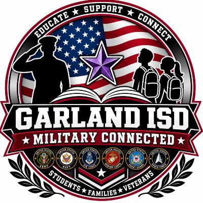GISD Military Connected Badge, Educate, Support, Connect, Students, Families, Veterans