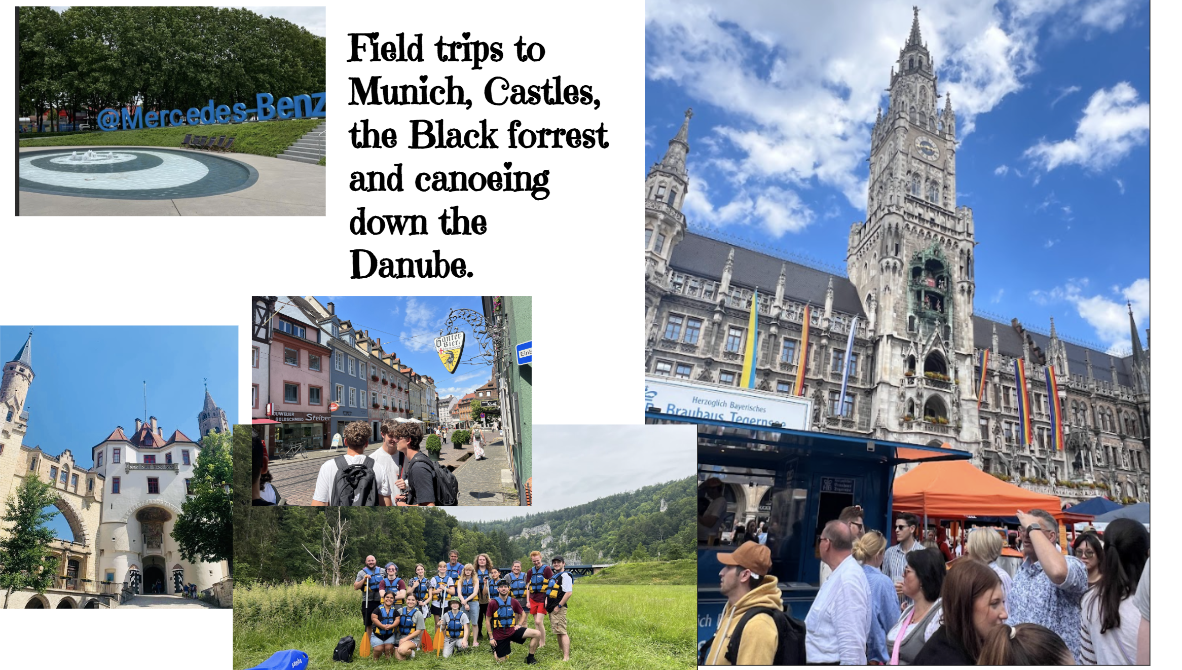 Photo collage off students at German locations
