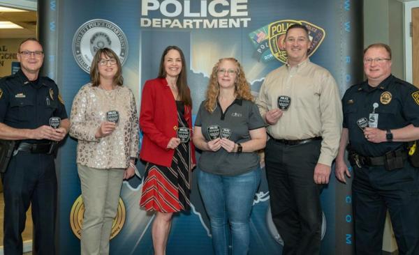 Members of the GISD Guidance and Counseling department with Rowlett PD at their station