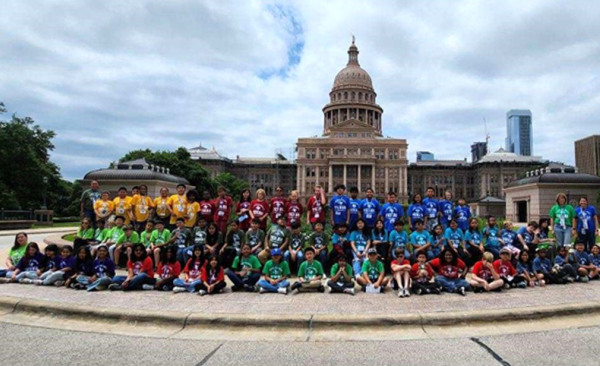 Students from Beaver MST posing for a group photo in front of the Texas State Capitol in Austin, TX. 