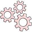 Icon with three gears representing engineering