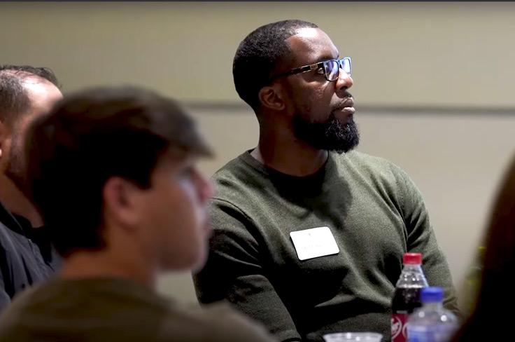 A gentleman listening intently at the first Citizen Bond Steering Committee meeting.