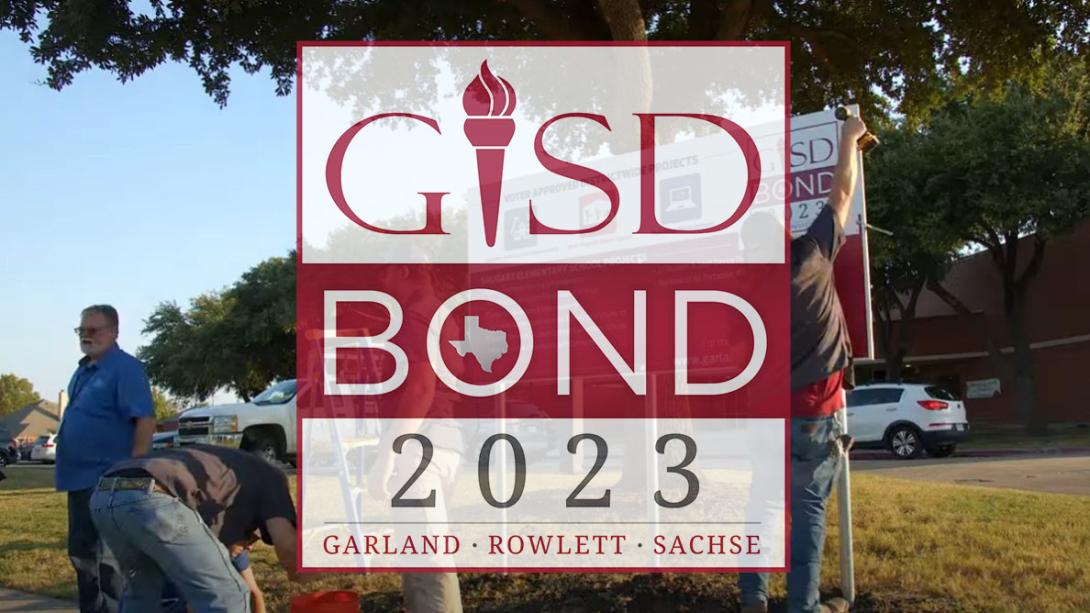 Bond 2023 logo over construction workers installing bond signs