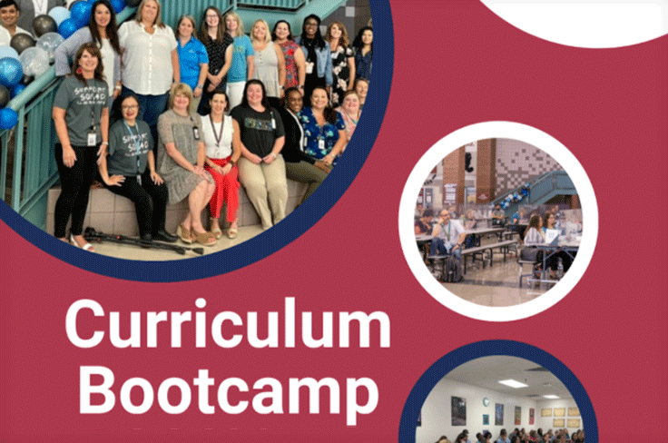 Teachers posing on a stairway and working in a classroom.