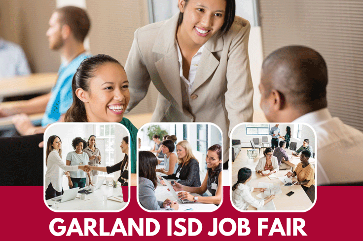 A graphic featuring interviews of diverse people and text reading "Job Fair".
