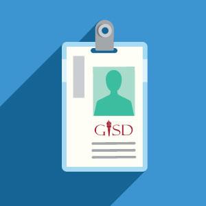 An illustration of a badge with "GISD" on it.