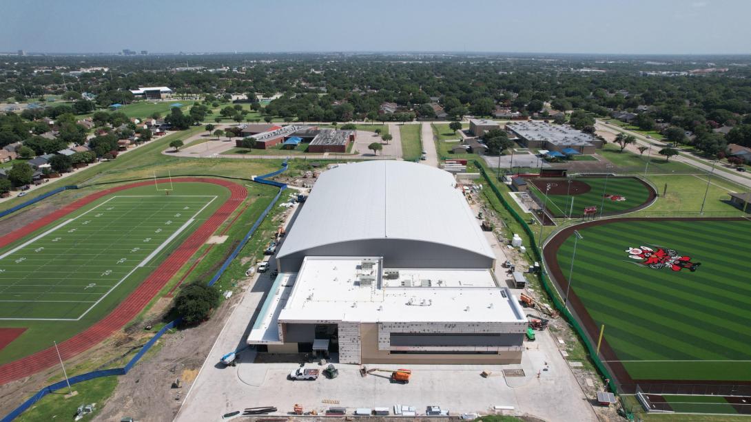 An aerial view of the North Garland HS MAC