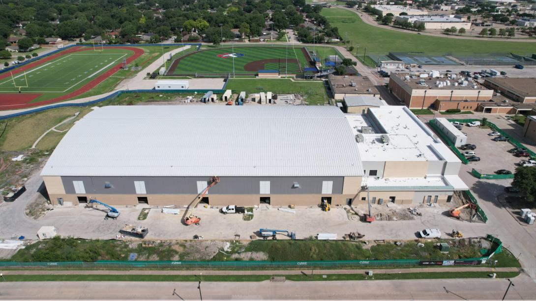 An aerial view of the South Garland HS MAC