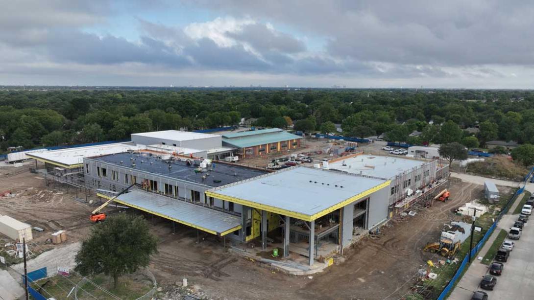 Overhead view of construction site for Freeman Elementary