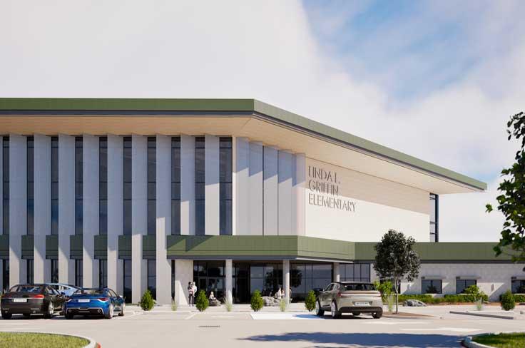 Rendering of planned main approach to Linda L. Griffin Elementary